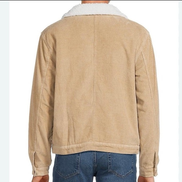 BUFFALO DAVID BITTON FAUX FUR CORDUROY JACKET COAT MENS LARGE TAN - Picture 2 of 6